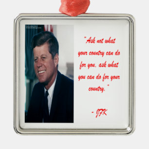 JFK & Fråga inte-citatet Julgransprydnad Metall