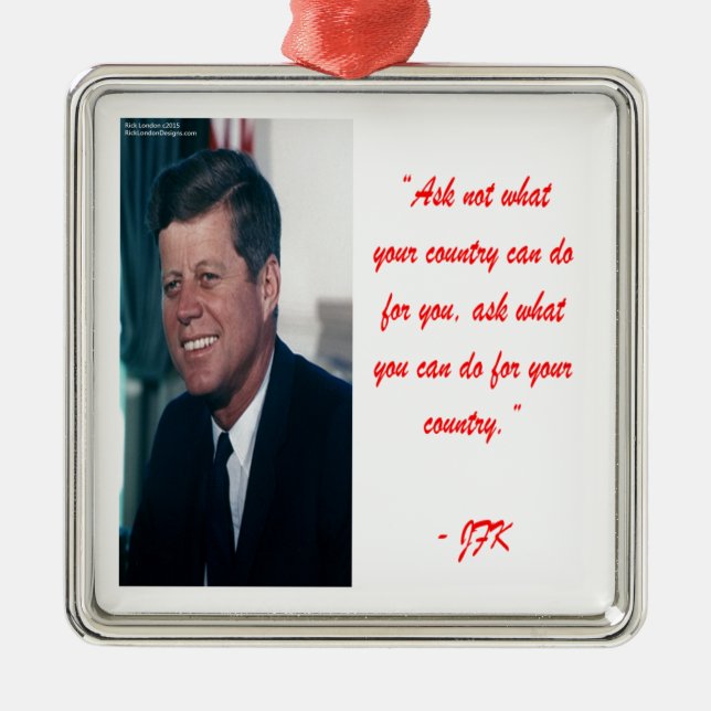 JFK & Fråga inte-citatet Julgransprydnad Metall (Framsidan)