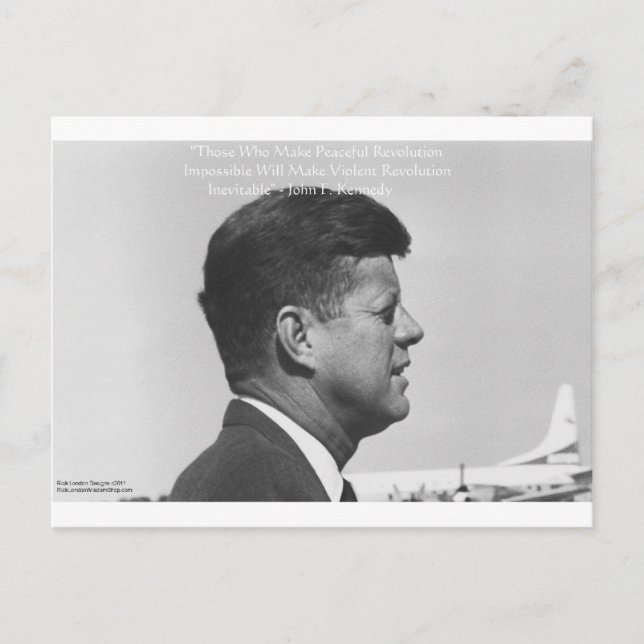 JFK "Fredlig Revolution" Citat Presentkort & T-shi Vykort (Framsida)