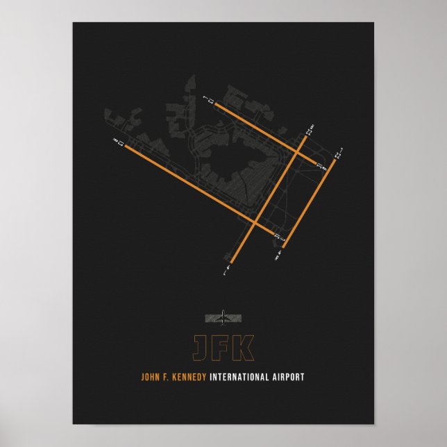 JFK - John F. Kennedy Airport Runway Diagram Poster (Framsidan)