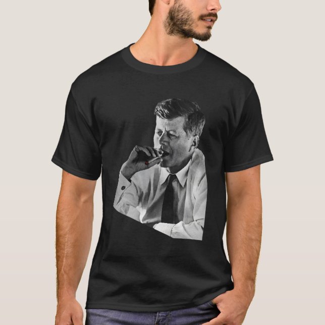 Jfk John F Kennedy Cigar Smoking Smoker T Shirt (Framsida)