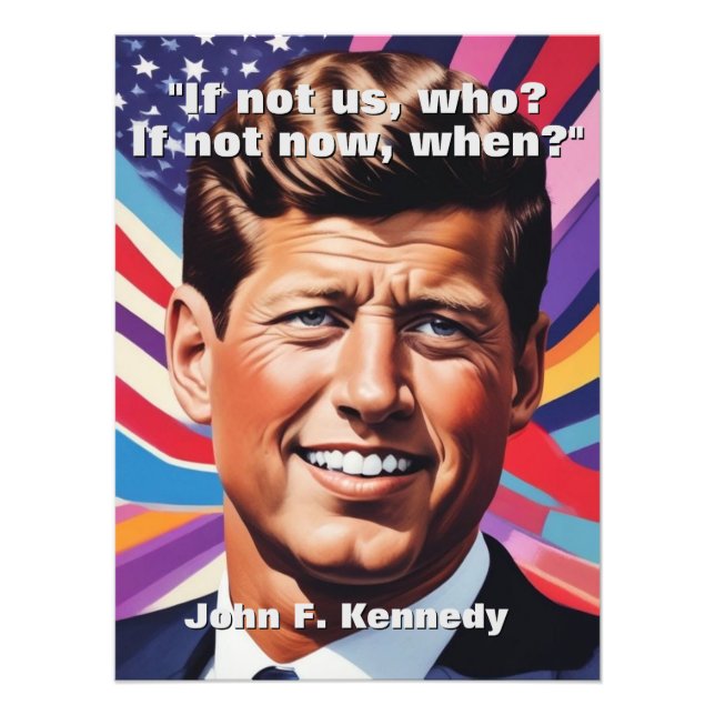 JFK John F. Kennedy Quote Motivational Inspiration Fototryck (Framsidan)
