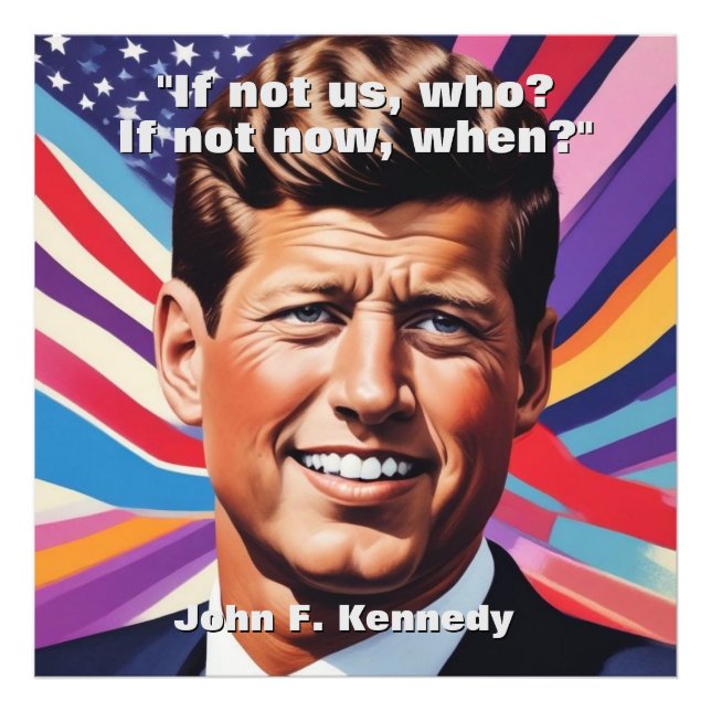 JFK John F. Kennedy Quote Motivational Inspiration Fototryck (Framsidan)