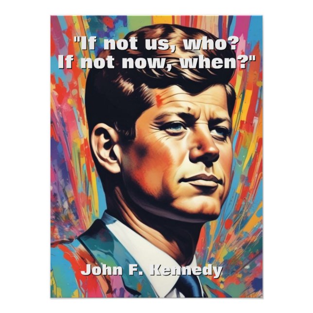 JFK John F. Kennedy Quote Motivational Inspiration Fototryck (Framsidan)