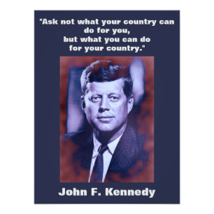 JFK John F. Kennedy Quote Motivational Inspiration Fototryck