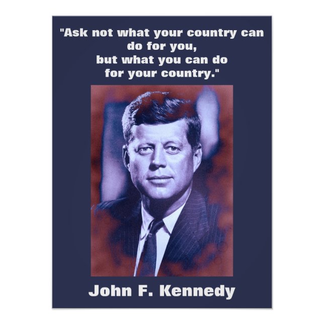 JFK John F. Kennedy Quote Motivational Inspiration Fototryck (Framsidan)