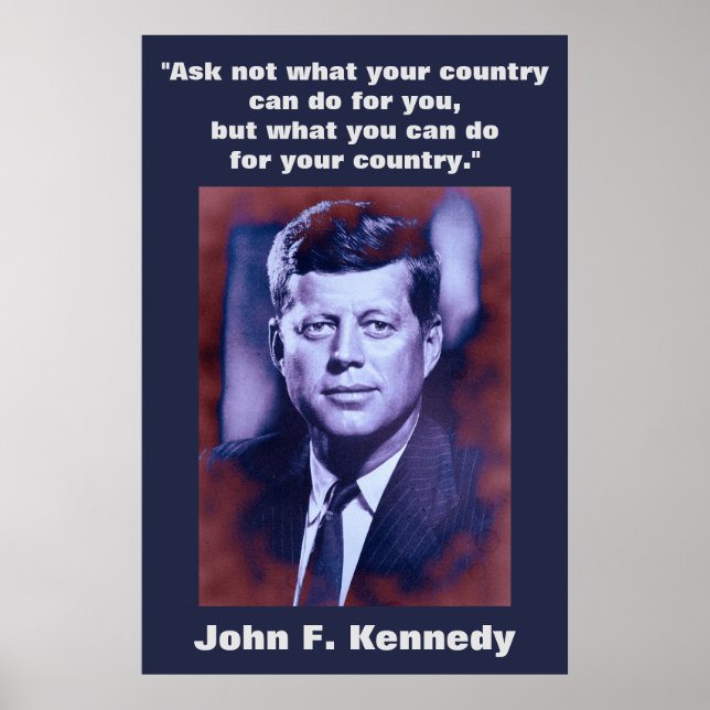 JFK John F. Kennedy Quote Motivational Inspiration Poster (Framsidan)