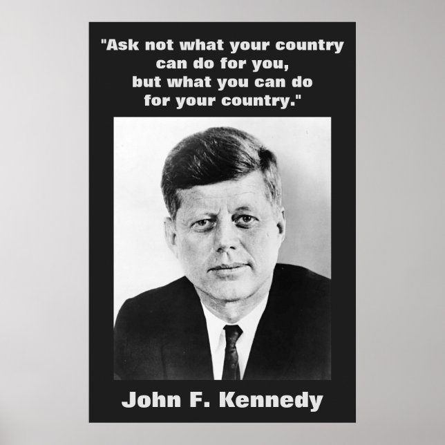 JFK John F. Kennedy Quote Motivational Inspiration Poster (Framsidan)