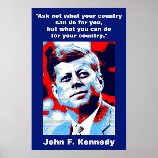 JFK John F. Kennedy Quote Motivational Inspiration Poster (Framsidan)