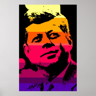 JFK John F. Kennedy Red Gult Violet Pop Art Poster