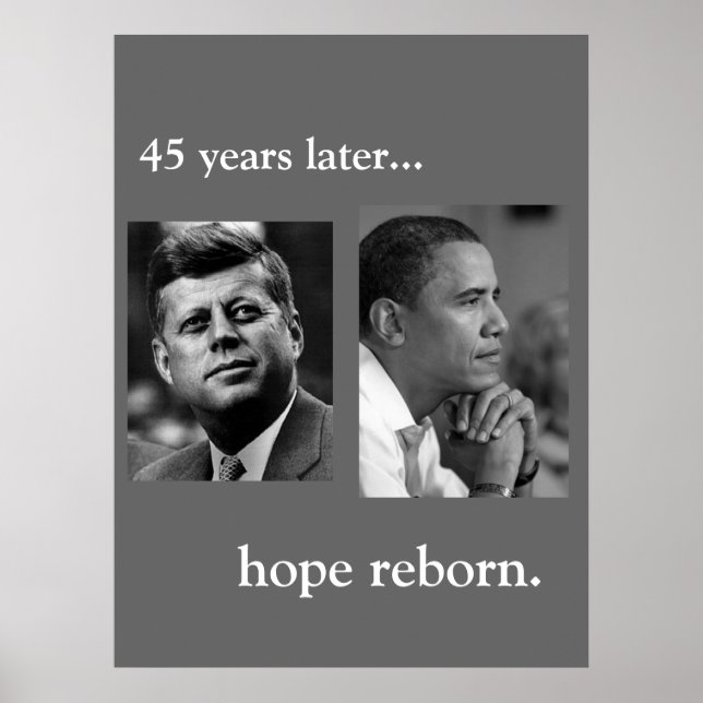 JFK / OBAMA POSTER - HOPP FÖDDES PÅ NY (Framsidan)