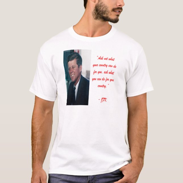 JFK och fråga ej offert T-shirt (Framsida)