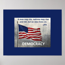 JFK Quote Democracy American Flagga Design