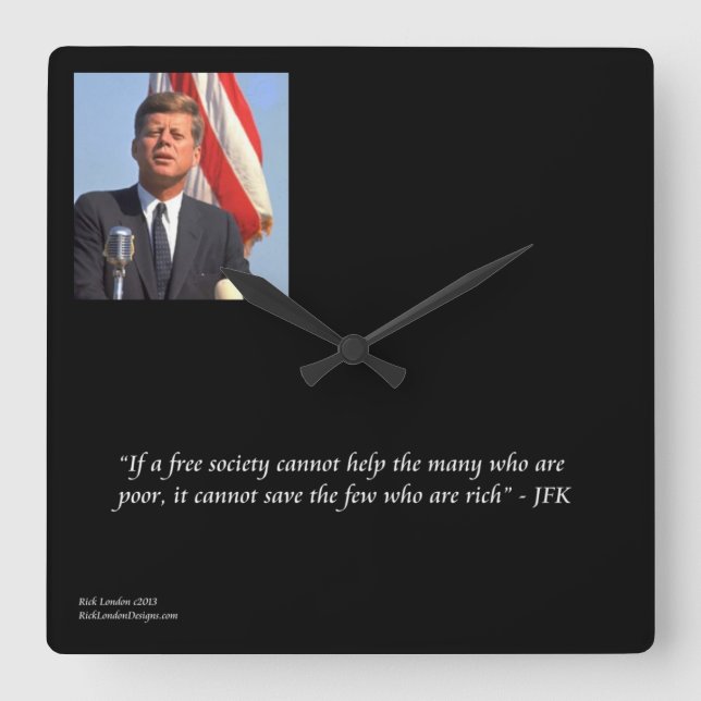 JFK & Rädda rika/fattiga citat väggklocka (Framsida)