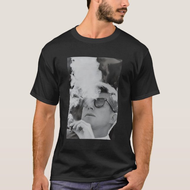 Jfk Smoking with Shades John F Kennedy President T Shirt (Framsida)