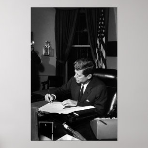 JFK som undertecknar Kubakarantänen Poster