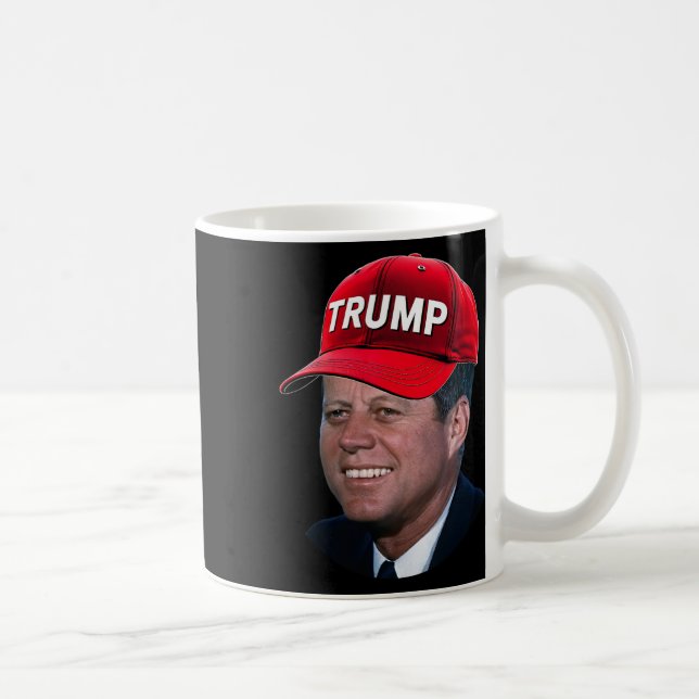 Jfk Wearing Trump Hat Funny John F Kennedy Meme Gr Kaffemugg (Höger)