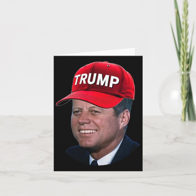 Jfk Wearing Trump Hat Funny John F Kennedy Meme Gr Kort (Framsida)