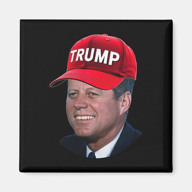 Jfk Wearing Trump Hat Funny John F Kennedy Meme Gr Magnet (Framsidan)