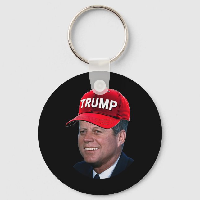 Jfk Wearing Trump Hat Funny John F Kennedy Meme Gr Nyckelring (Framsida)