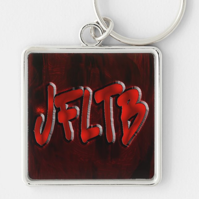 Jfltb! Fyrkantig Silverfärgad Nyckelring (Framsidan)