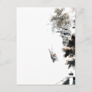 Jiangnan Scenia Chinese Landcape Push Painting Vykort
