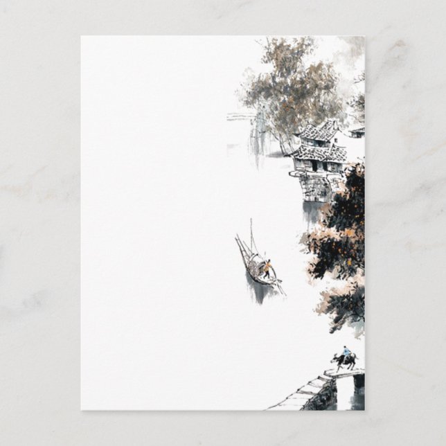 Jiangnan Scenia Chinese Landcape Push Painting Vykort (Framsida)