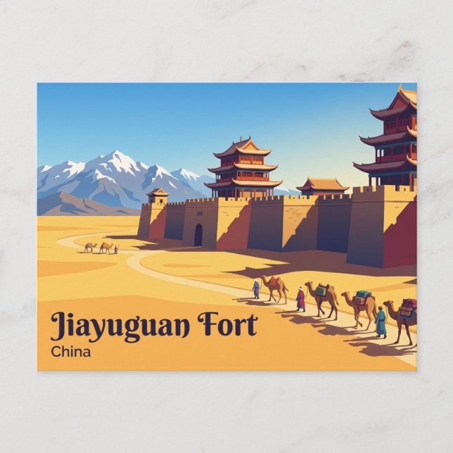 Jiayuguan Fort Kina Vykort (Framsida)