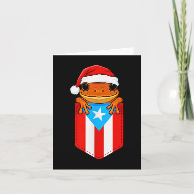 Jibaro Coqui Frog Puerto Rico Flagga Boricua Ch Kort (Framsida)