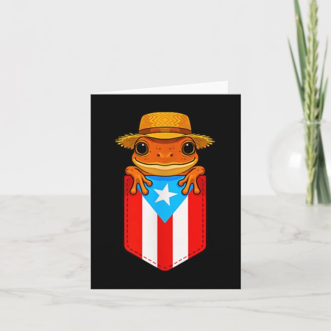 Jibaro Coqui Groda Puerto Rico Flagga Boricua Fick Kort (Framsida)