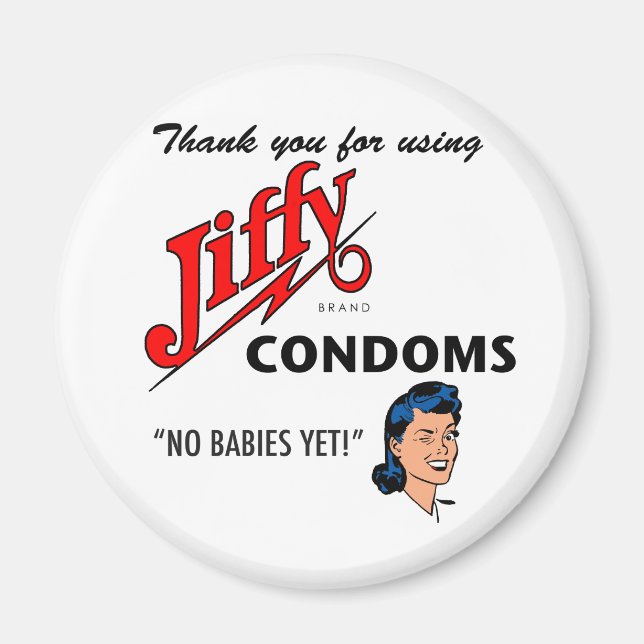Jiffy Brand Condom Gear! Magnet (Framsidan)