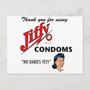 Jiffy Brand Condom Gear! Vykort