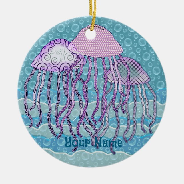 Jiggly Jellyfish Julgransprydnad Keramik (Framsidan)