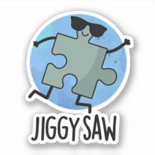 Jiggy Saw Funny Dancing Jigszle Puzzle Pun Klistermärken