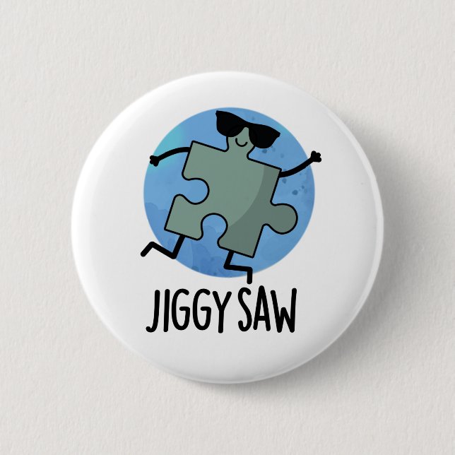 Jiggy Saw Funny Dancing Jigszle Puzzle Pun Knapp (Framsida)