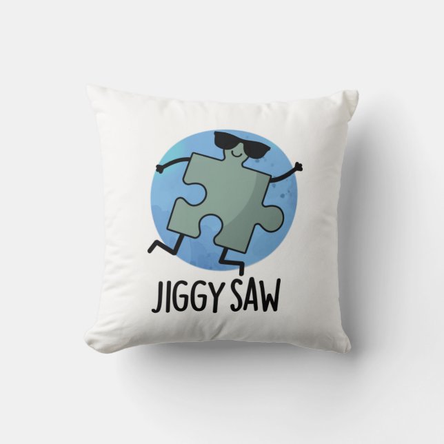Jiggy Saw Funny Dancing Jigszle Puzzle Pun Kudde (Framsida)