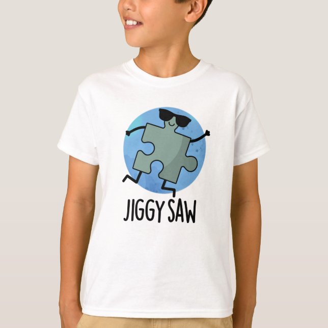 Jiggy Saw Funny Dancing Jigszle Puzzle Pun T Shirt (Framsida)