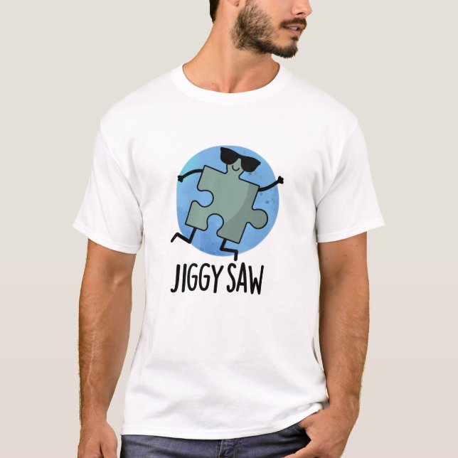 Jiggy Saw Funny Dancing Jigszle Puzzle Pun T Shirt (Framsida)