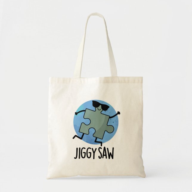 Jiggy Saw Funny Dancing Jigszle Puzzle Pun Tygkasse (Framsidan)
