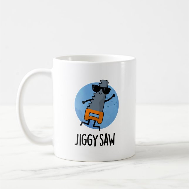 Jiggy Saw Funny Dancing Verktyg Pun Kaffemugg (Vänster)