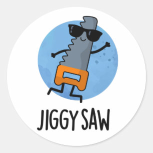 Jiggy Saw Funny Dancing Verktyg Pun Runt Klistermärke