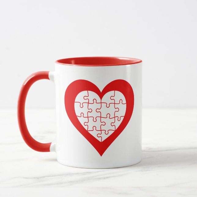Jigsåg Heart Mugg (Vänster)