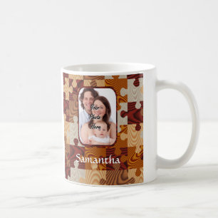 Jigsaw för personligfauxträ kaffemugg