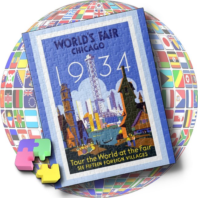 JIGSAW PUZZLE - 1934 Chicago World's Fair Pussel (Skapare uppladdad)