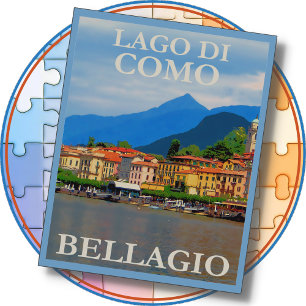 JIGSAW PUZZLE - Bellagio Italien Travel Poster Pussel