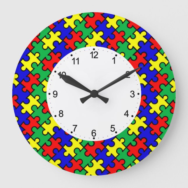 Jigsaw Puzzle Seamless Pattern-22675 Stor Klocka (Framsida)