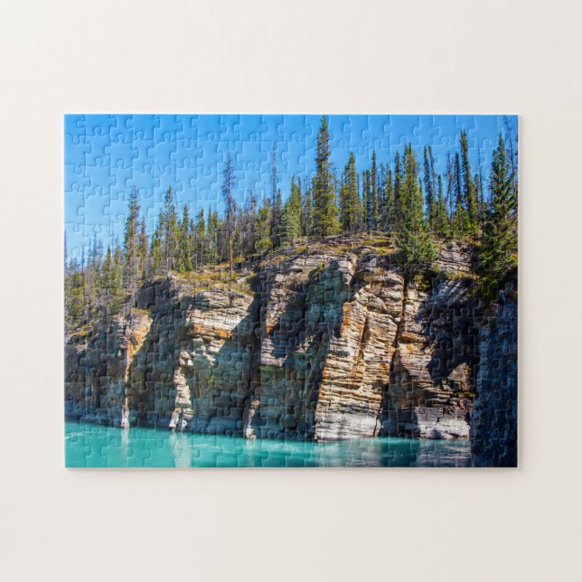 Jigsaws Athabasca River Jasper Kanada. Pussel (Horisontell)