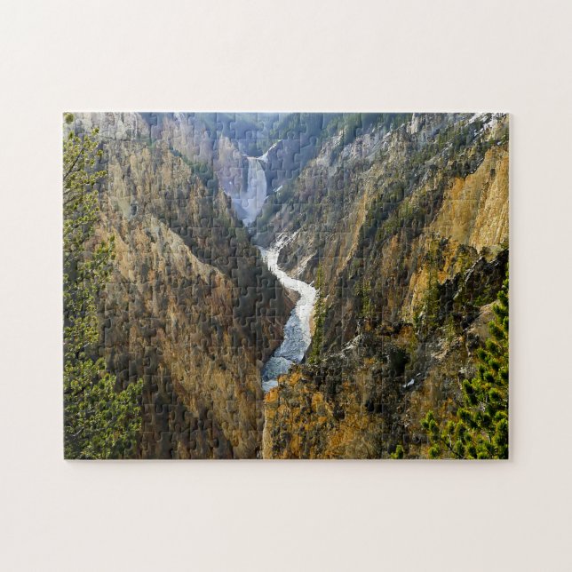 Jigsaws Yellowstoneflodens vattenfall Wyoming. Pussel (Horisontell)