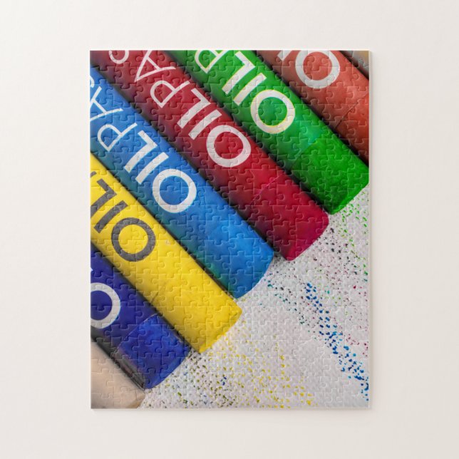 Jigspussel av olika färgad pastel kritor pussel (Vertikal)