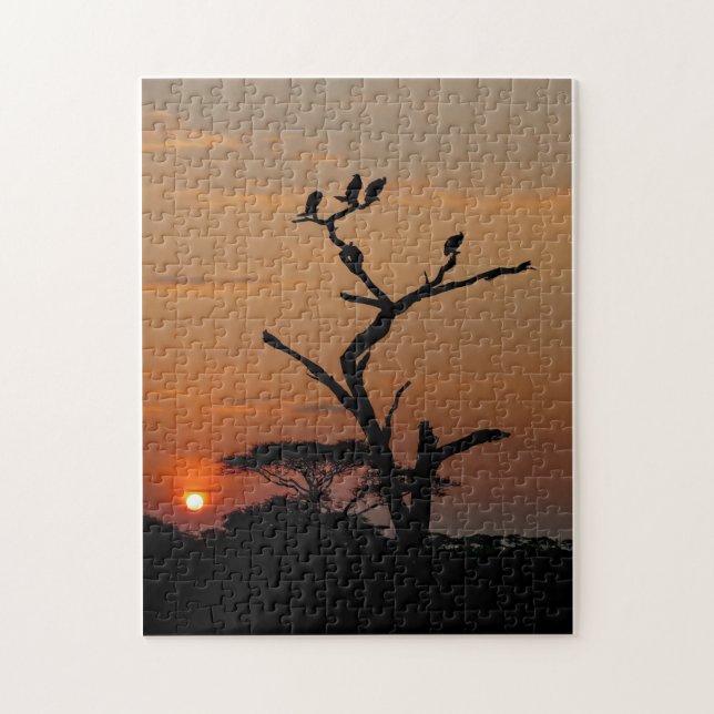 Jigspussel Silhouette of Vultures i Träd Pussel (Vertikal)
